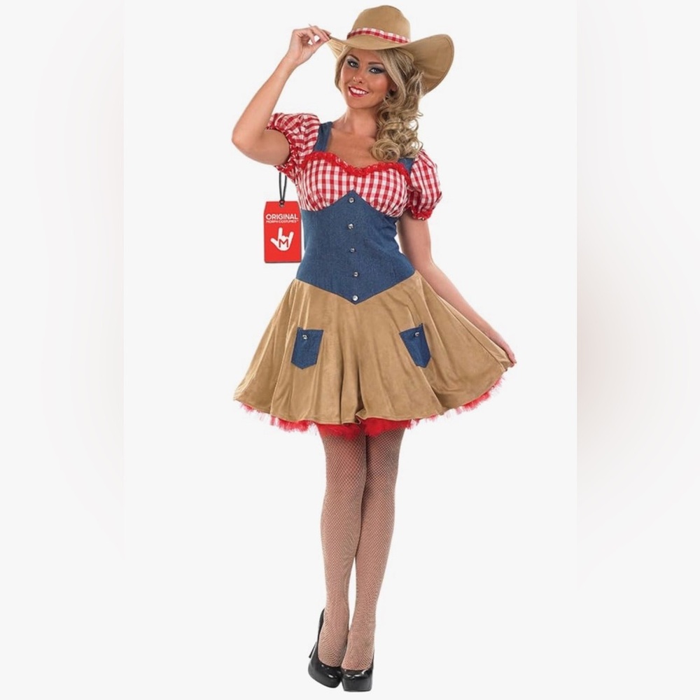 Western Cowgirl Costume, Adult size Medium,with a hat